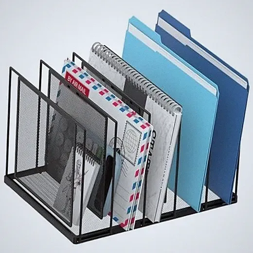 File Organizer for Desk, 5-Section Vertical File Sorter, 1 Pack 5-Section Black