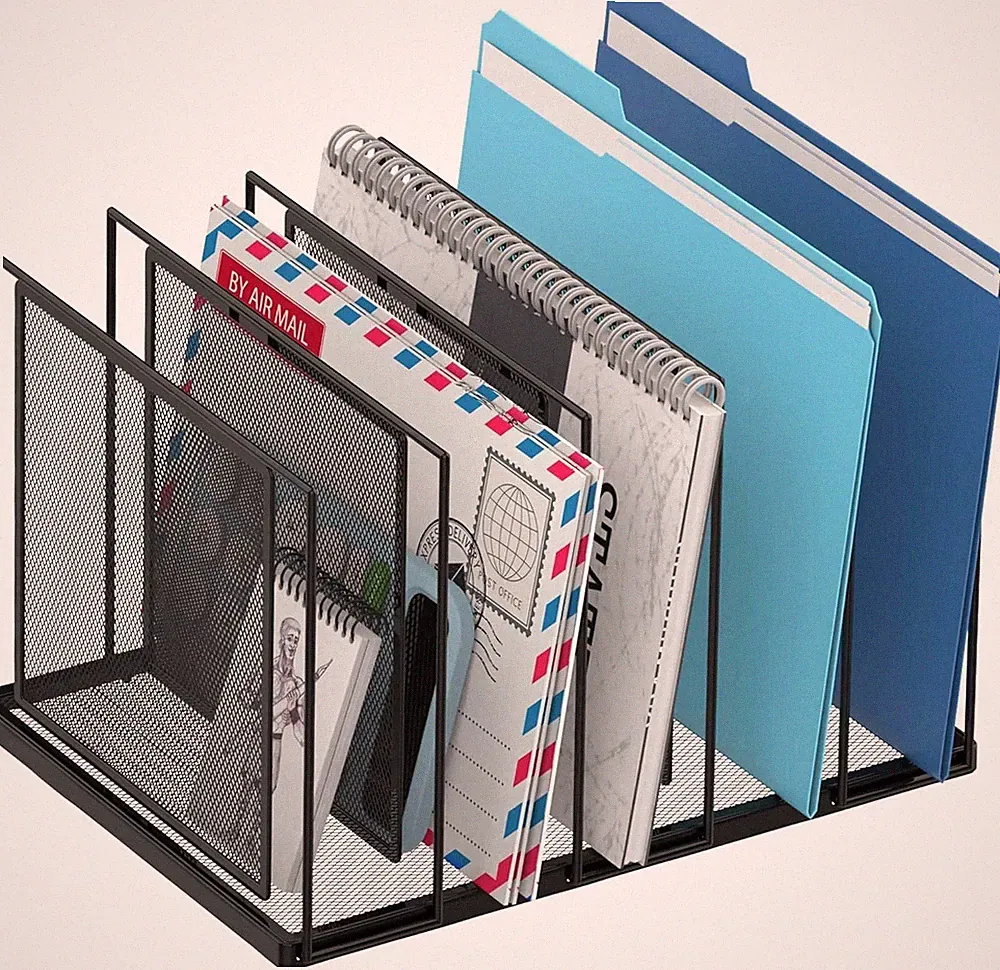 File Organizer for Desk, 5-Section Vertical File Sorter, Paper Holder Organizer