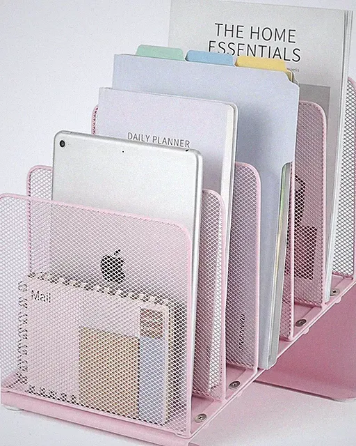 File Organizer for Desk, Desk Organizer with 5-Section Vertical File Rack, Folde