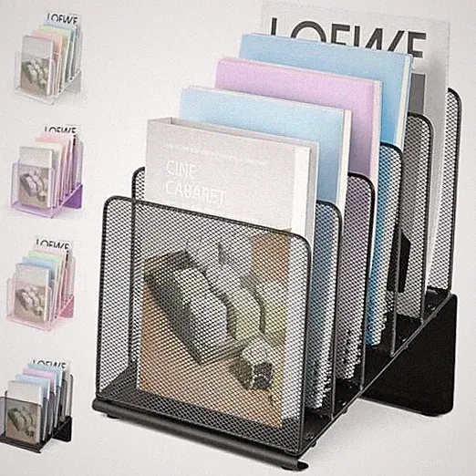 File Organizer for Desk, File Folder Organizer with 5-Section Vertical Black