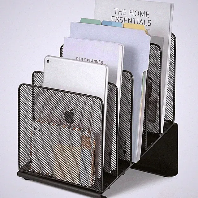 File Organizer for Desk, File Folder Organizer with 5-Section Vertical Rack,...