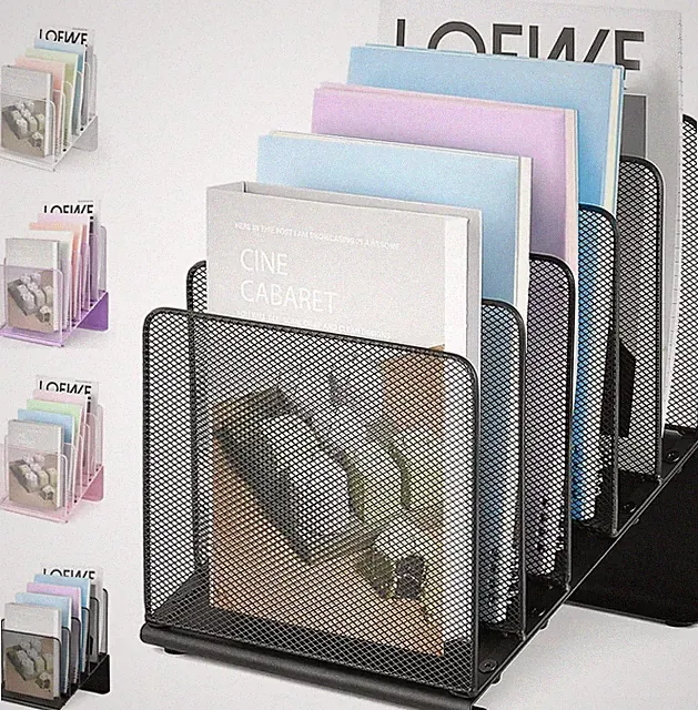 File Organizer for Desk, File Folder Organizer with 5-Section Vertical Rack,...