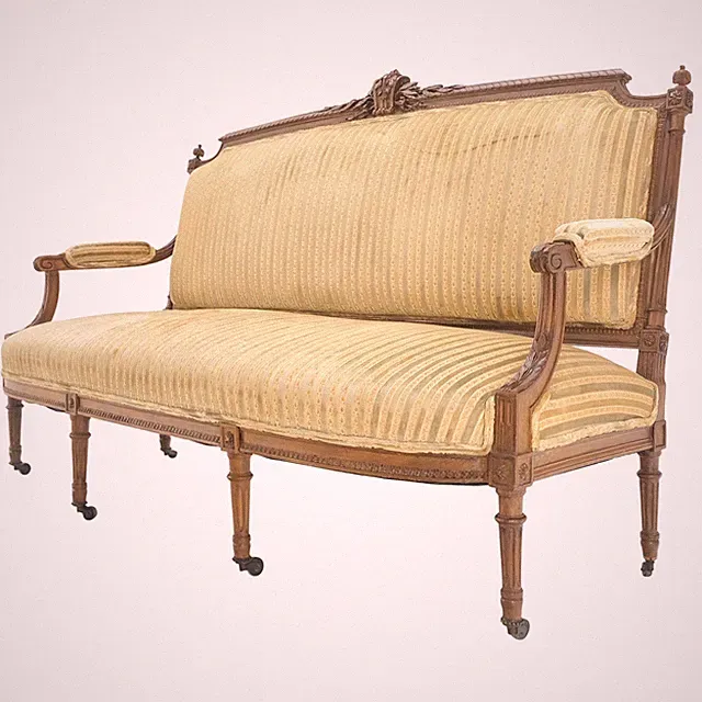 Fine French Carved Walnut Gold Shipped Upholstery Fabric Sofa MINT!