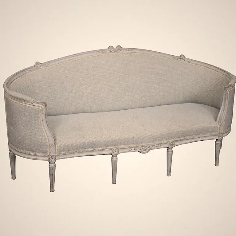Fine Quality French Louis XVI Corbeille Form Settee Canape Sofa
