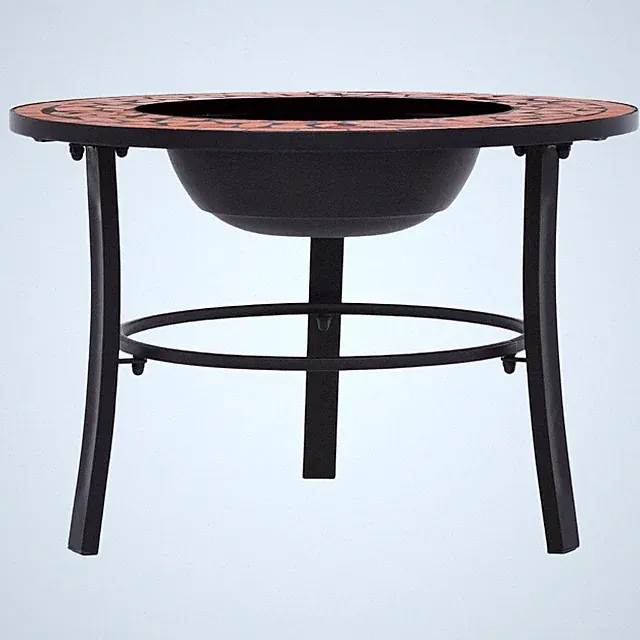 Fire Pit Fireplace Firebowl for Camping Picnic BBQ Outdoor Ceramic vidaXL