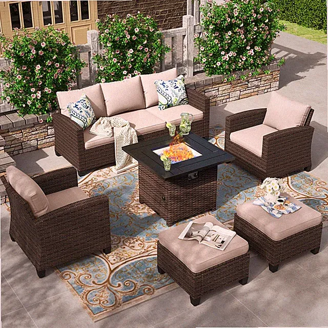 Fire Pit Table Outdoor Furniture Set Sofa Conversation Set Patio Furniture Set