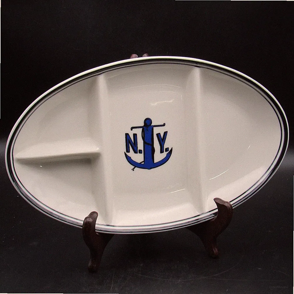 Fishs Eddy + J.Crew Valet Tray, New York Design, Anchor, 4 Section, 11"x7" Oval