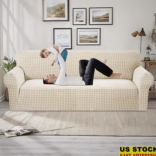 Fitted Couch Cover Stretch Sofa Protector Anti-Slip Was washable Jacquard Fabric