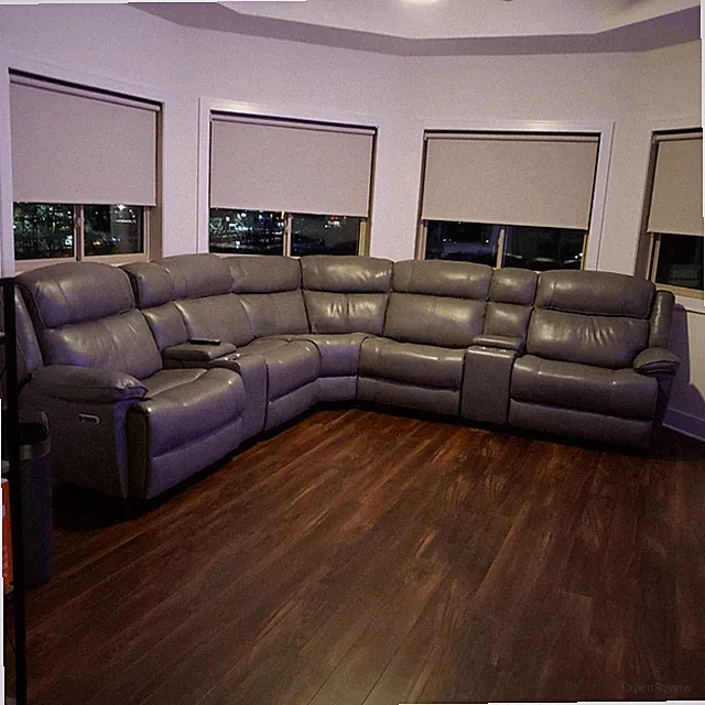 Five Piece Gray Leather Sectional