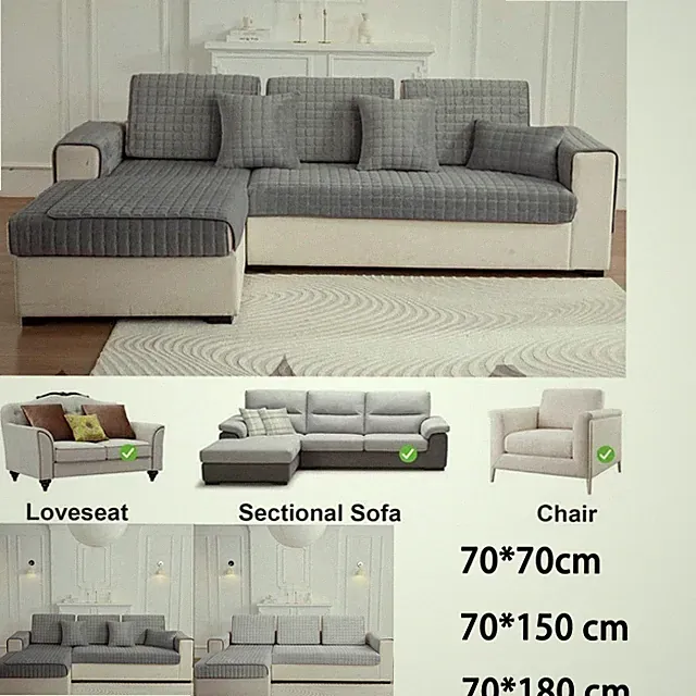 Flannel Couch Cover Mat Non Slip Pet Sofa Slipcover Washable Furniture Protector