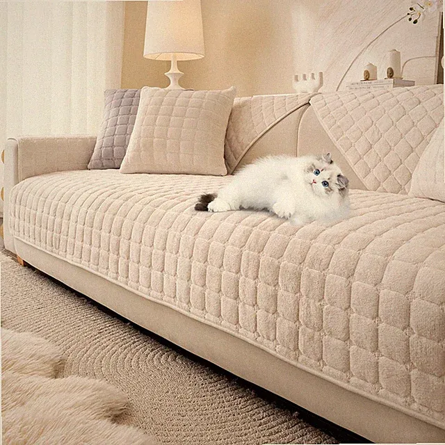 Flannel Fuzzy Couch Cover for Dogs Washable, Non Slip Sectional Sofa Cover, P...