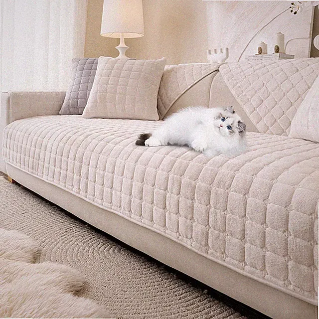 Flannel Fuzzy Couch Cover for Dogs Washable, Non Slip Sectional Sofa Cover, P...