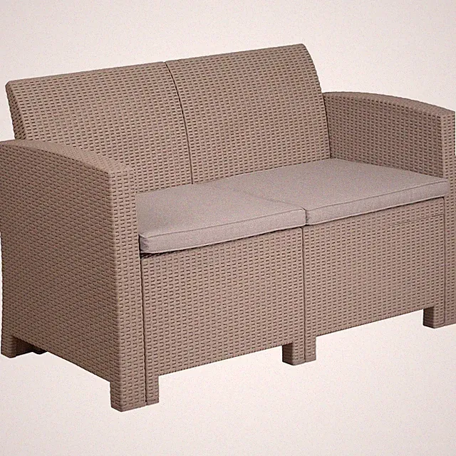 Flash Furniture Wicker Patio Loveseat in Light Gray