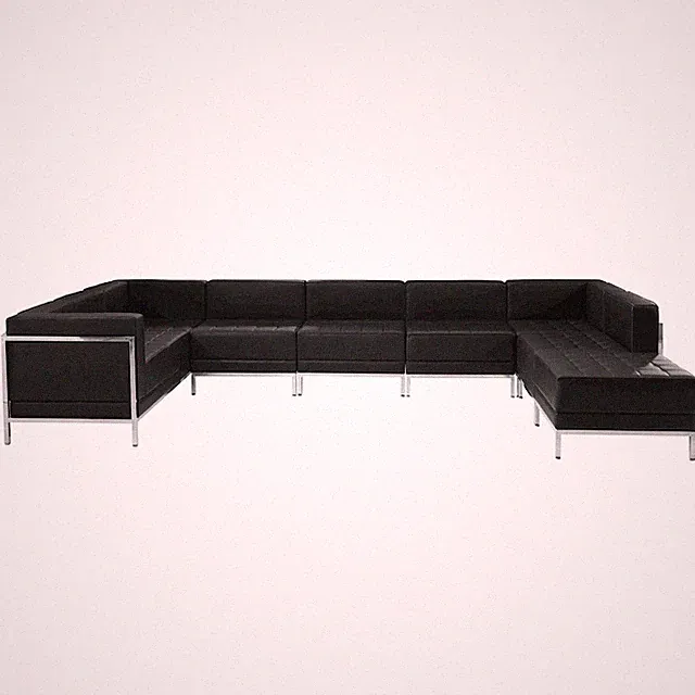 Flash Hercules Imagination BK LeatherSoft U-Shape Sectional Configuration, 7 Pc