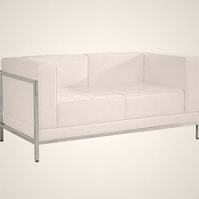 Flash Hercules Imagination Melrose White LeatherSoft Loveseat/Encasing Frame