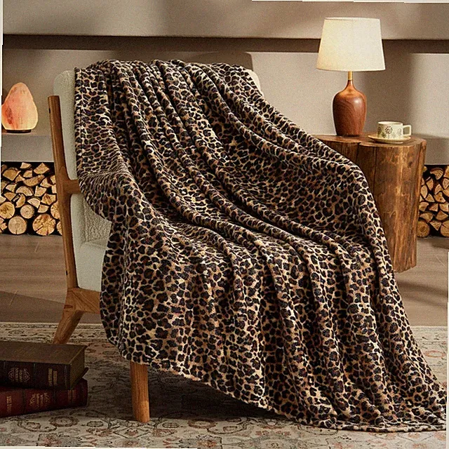 Fleece Blanke for Couch & Bed Leopard Print Throw Blanket – Soft Cheetah Blan...