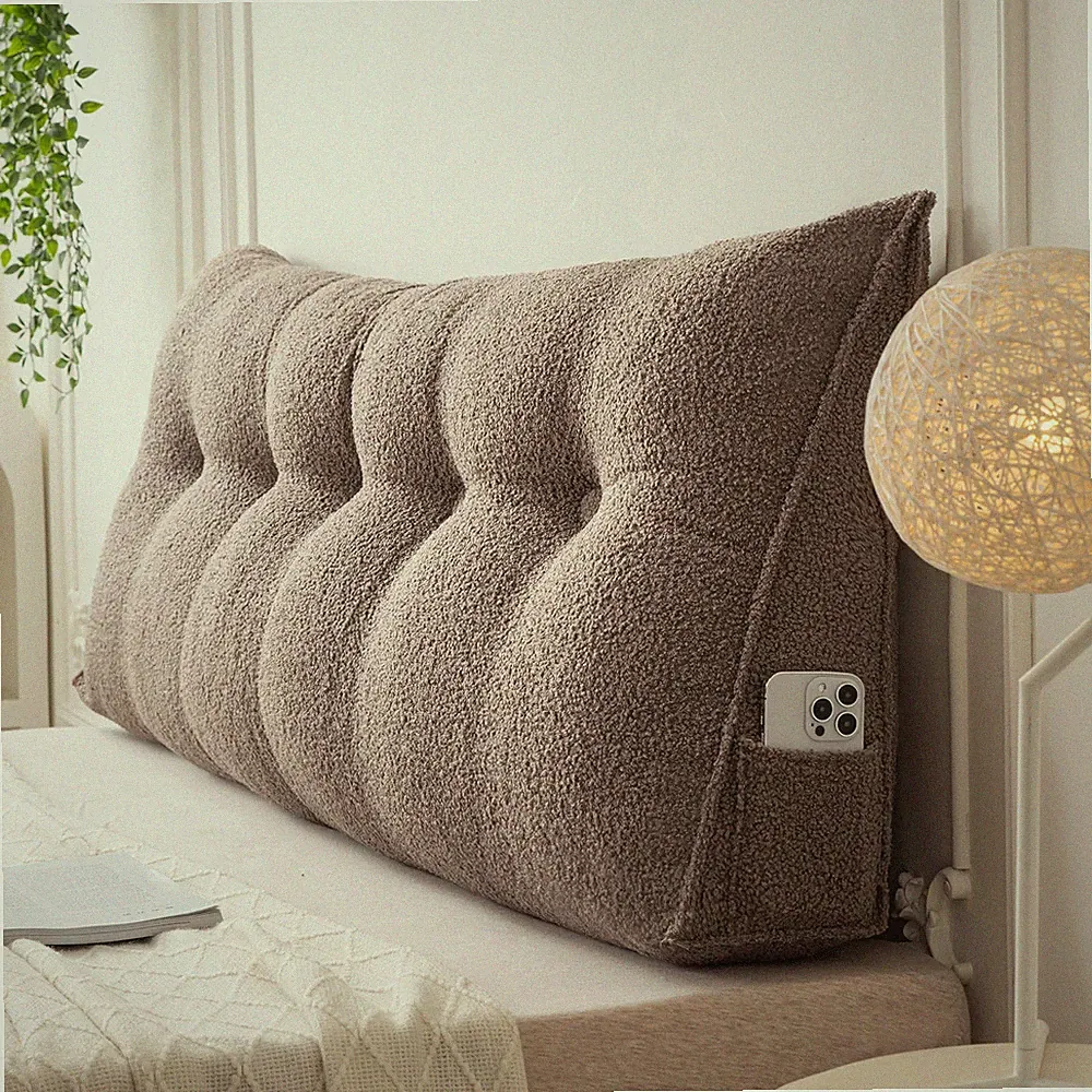 Fleece Headboard Wedge Pillow Plush Back Support Reading Pillow for Bed Couch