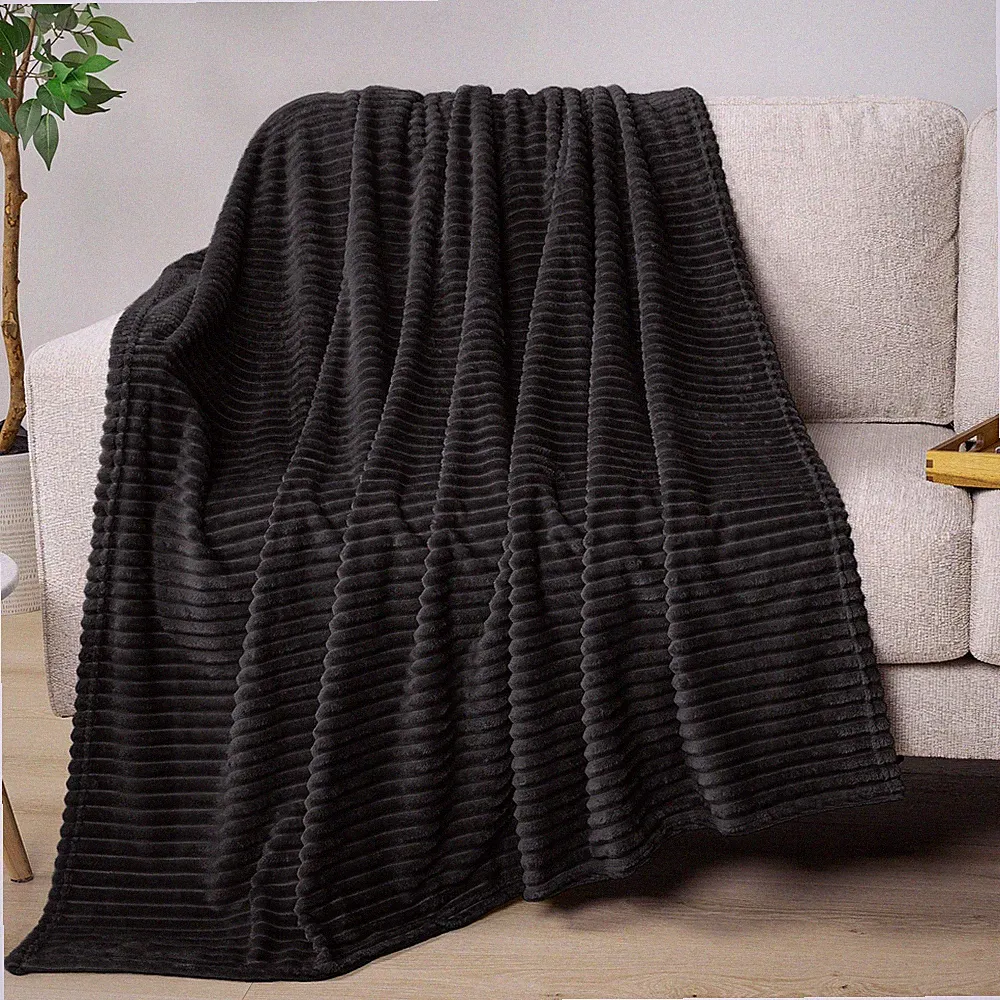 Fleece Throw Blanket Soft Stripes Pattern Lightweight Couch Sofa Bed Blanket