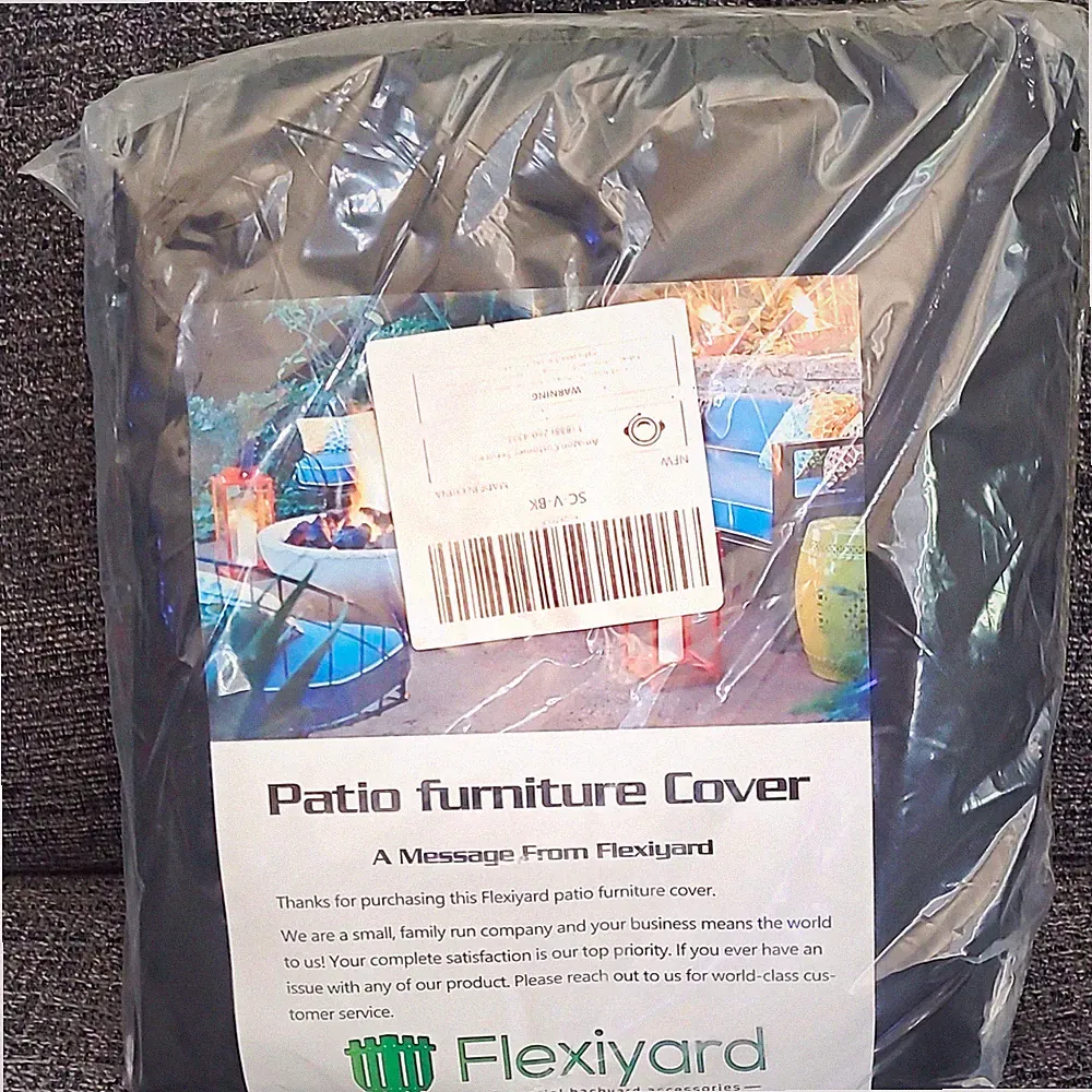 Flexiyard Weather Resistant Polyester Sectional Sofa Cover Black L-Shape SCY-BK