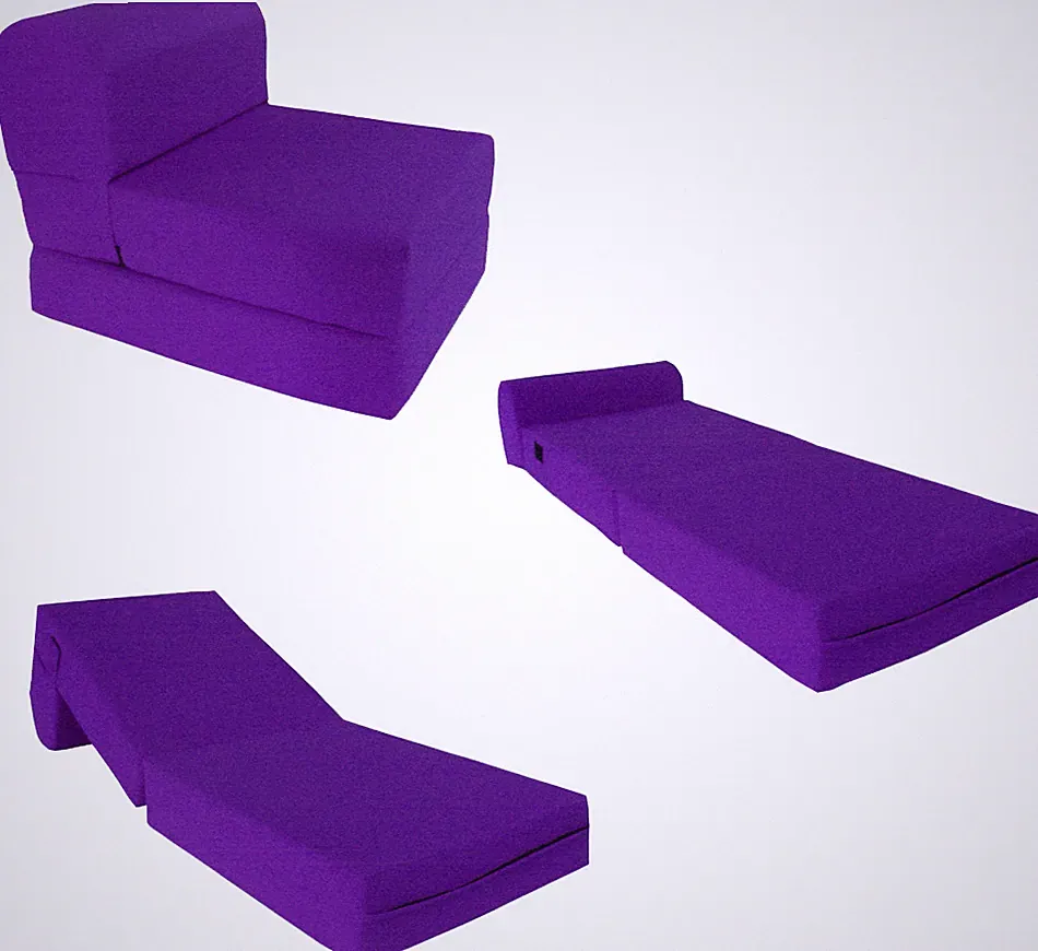 Flip Chair Folding Foam Beds, Foldable Guest Sofa Bed, Couch 6x24x70, Purple