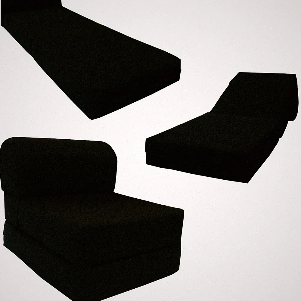 Flip Chair Folding Foam Beds, Portable Studio Sofa Bed, Couch 6x24x70, Black