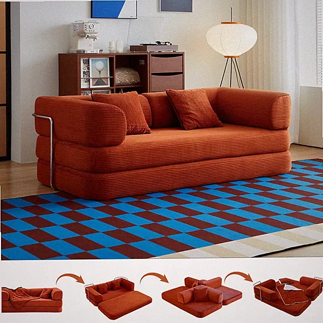 Floor Couch,Compressed Sofa,Convertible Floor Sofa Bed with Convertible Blanke