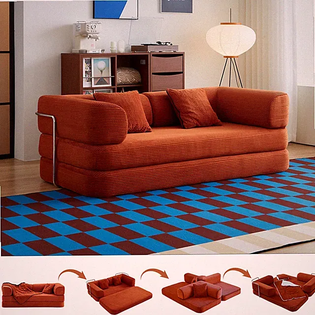 Floor Couch,Compressed Sofa,Convertible Floor Sofa Bed with Convertible Blanke