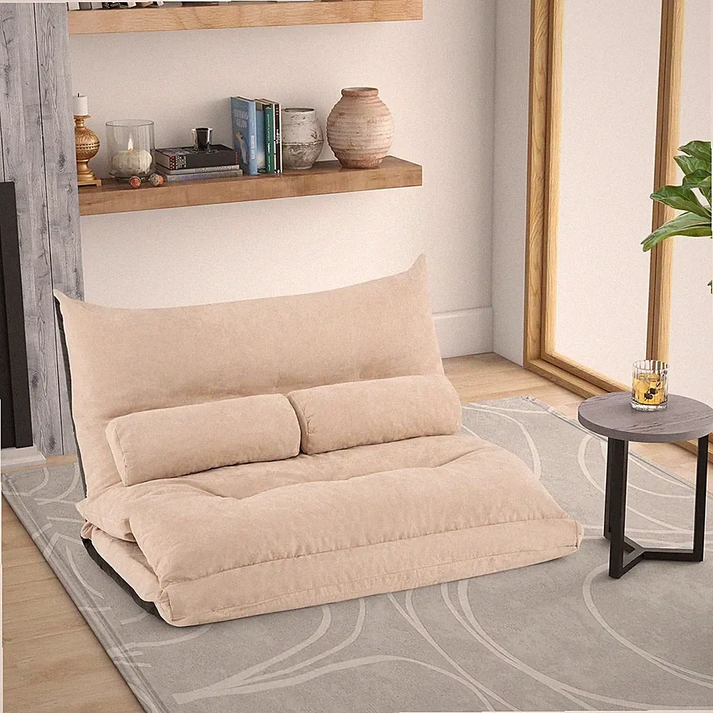Floor Sofa Bed, Convertible Lazy Sofa Bed with Adjustable Backrest and Headrest