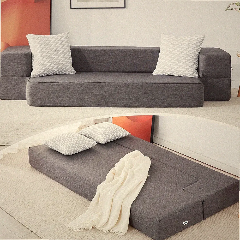 Floor Sofa Bed, Convertible Sleeper Lounge Couch Folding Mattress with 2 Pill...