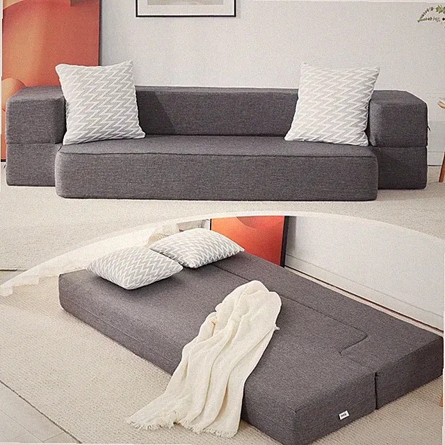 Floor Sofa Bed, Convertible Sleeper Lounge Couch Folding Mattress with 2 Pillows