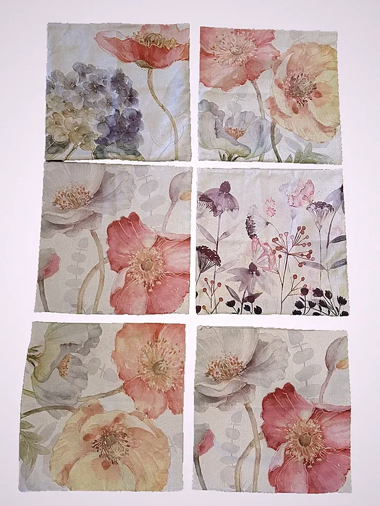 Floral Decorative Pillow Covers Sofa/Bed Set 6 17"X17" Linen? Pastel Beige Ecru