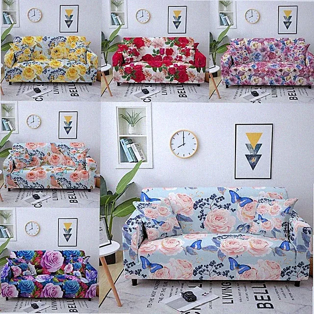 Floral Elastic Sofa Cover for Living Room Slipcover Couch Cover 1/2/3/4 Seater