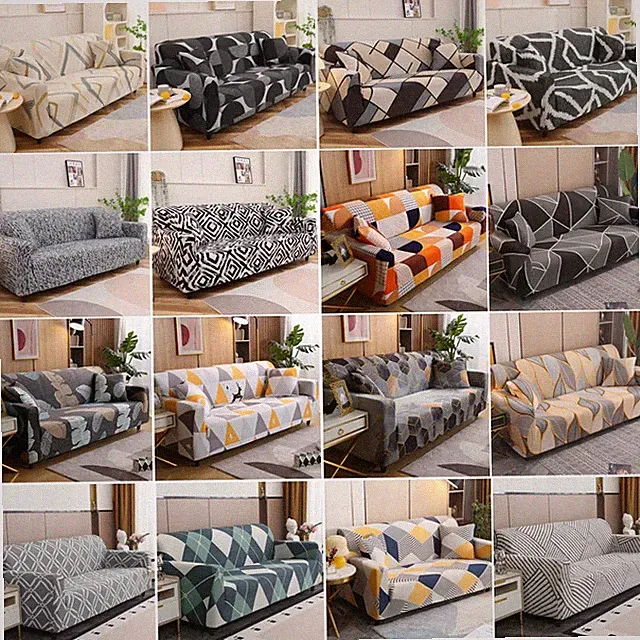 Floral Printed Sofa Slipcover Elastic SofaCover for Living Room Corner Slipcover