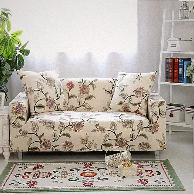 Floral Printing Elastic SofaCover Cotton Sofa Towel Slip-resistant Fully-wrapped