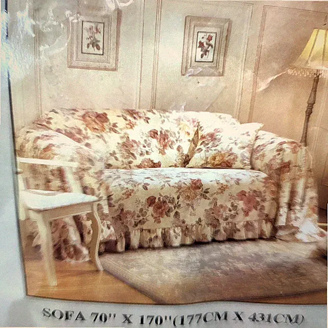 Floral Vtg Jacquard Sofa Cover Washable 70x170” Natural Beige & Rose Pink DOVER