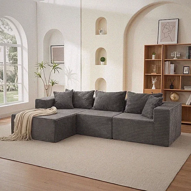 Fluffy 106" Modular Sectional Sofa with Chaise & Sleeper Bed Function