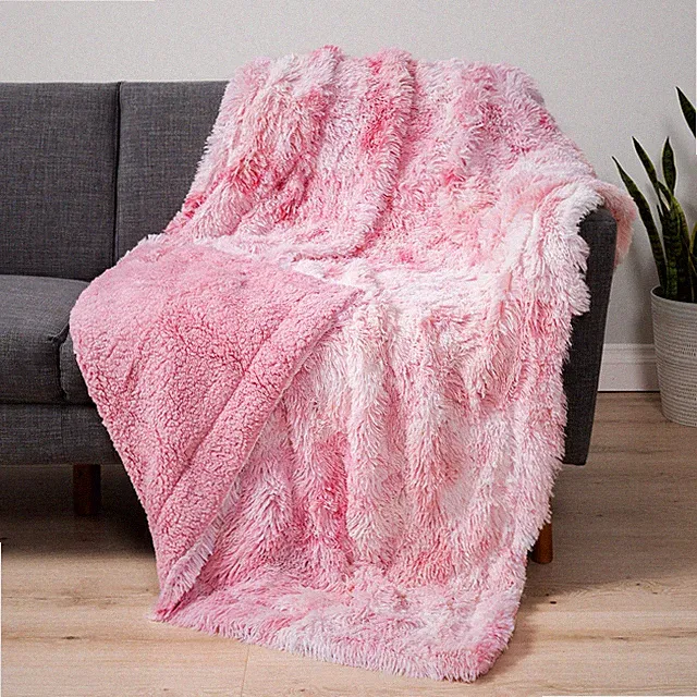 Fluffy Faux Fur Blanket Shaggy Plush Reversible Sherpa Throw for Sofa Couch Bed