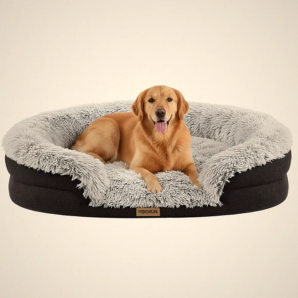 Fluffy Orthopedic Dog Bed for Large & Extra Large Dogs, Calming Plush Sofa Be...