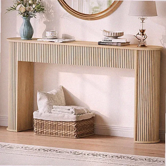 Fluted Console Table Entryway Table Sofa Table Behind the Couch Hallway Table