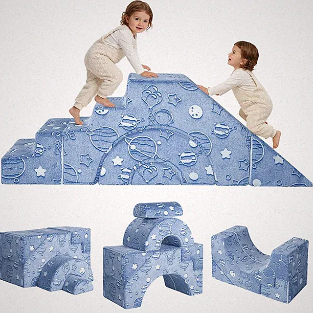 Foam Climbing Toddler Couch – Modular Kids Sofa with Slide & Stair | Converti...