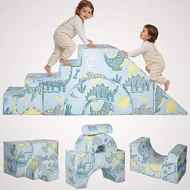 Foam Climbing Toddler Couch, Modular Kids Sofa with Slide & Stair, Convertibl...
