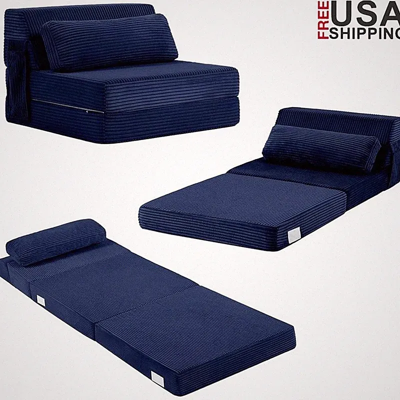 Foam Folding Sofa Bed Chair W/ Removable Cover & Bed Pillow Relaxation New