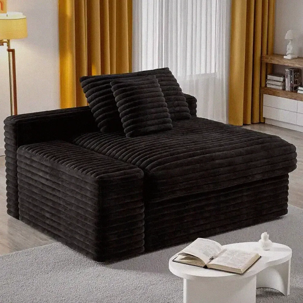 Foam Sectional Sofa Black 56"