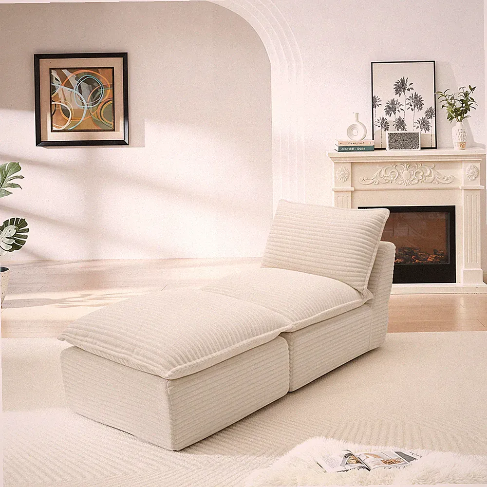 Foam Sectional Sofa White 70"