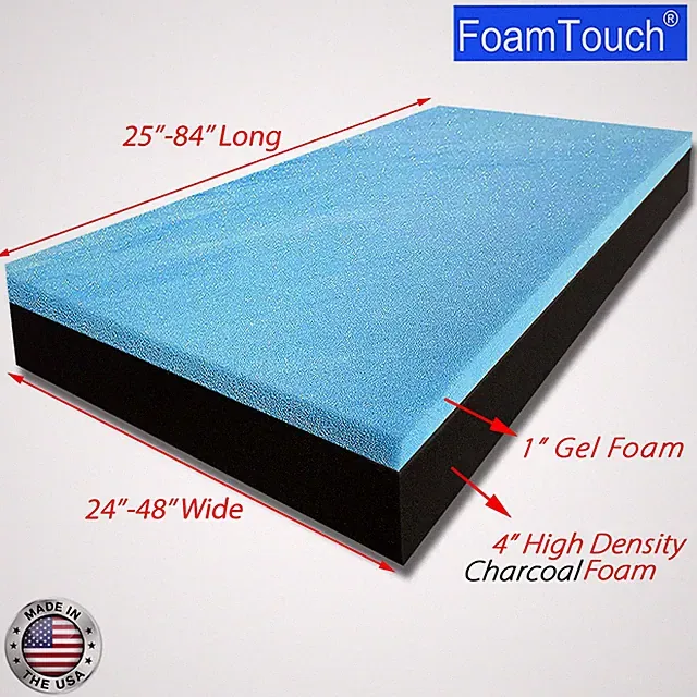 FoamTouch 5" Gel Memory Foam RV Mattress Custom Cut 24-48 Wide 25-84 Long Black