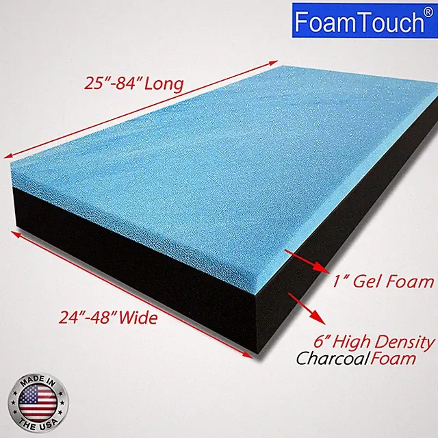 FoamTouch 7" Gel Memory Foam RV Mattress Custom Cut 24-48 Wide, 25-84 Long Black