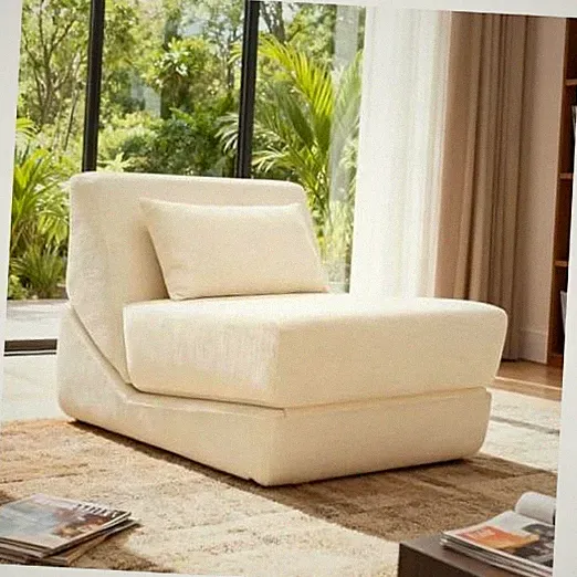 Fold Out Chair Bed, Folding Sofa Bed, 3 in 1 Folding Chair Bed Beige