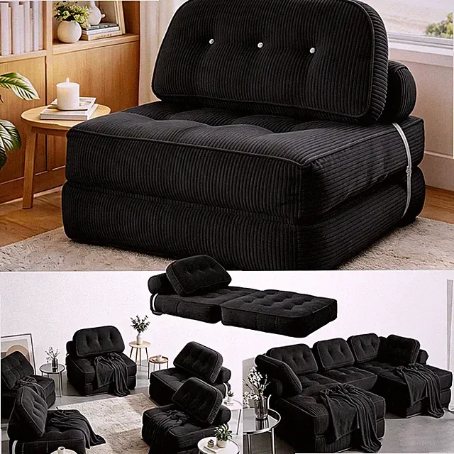 Fold Out Chair Bed-Futon Convertible Sofa with Back Support and Pillow, up to 30