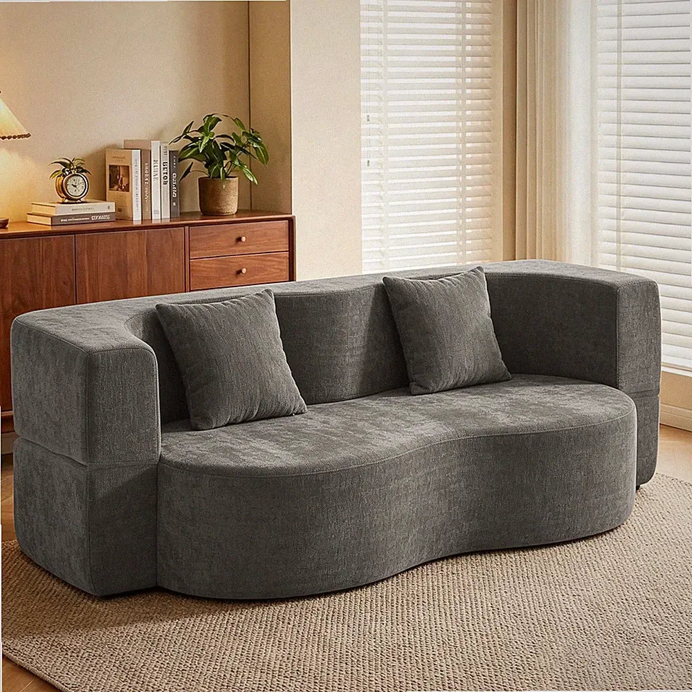 Foldable 3-Seater Guest Bed & Sofa Bed 200cm Wide XXL Bed in Orange/Grey