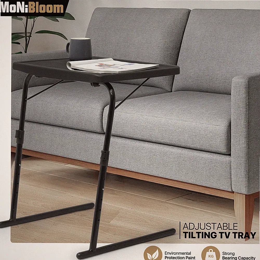 Foldable Adjustable Height TV Tray Home Portable Sofa Bed Side Table Laptop Desk